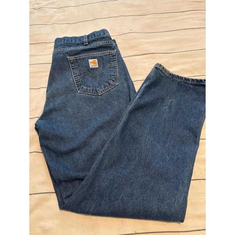 Carhartt FR Relaxed Fit Mens Jeans 38x32 Flame Resistant Dark Wash -Workwear - Picture 4 of 5